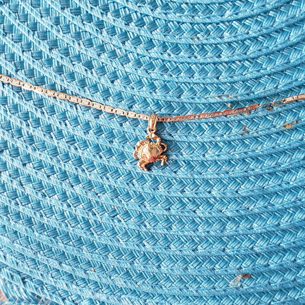14kt gold crab link anklet size 9.5